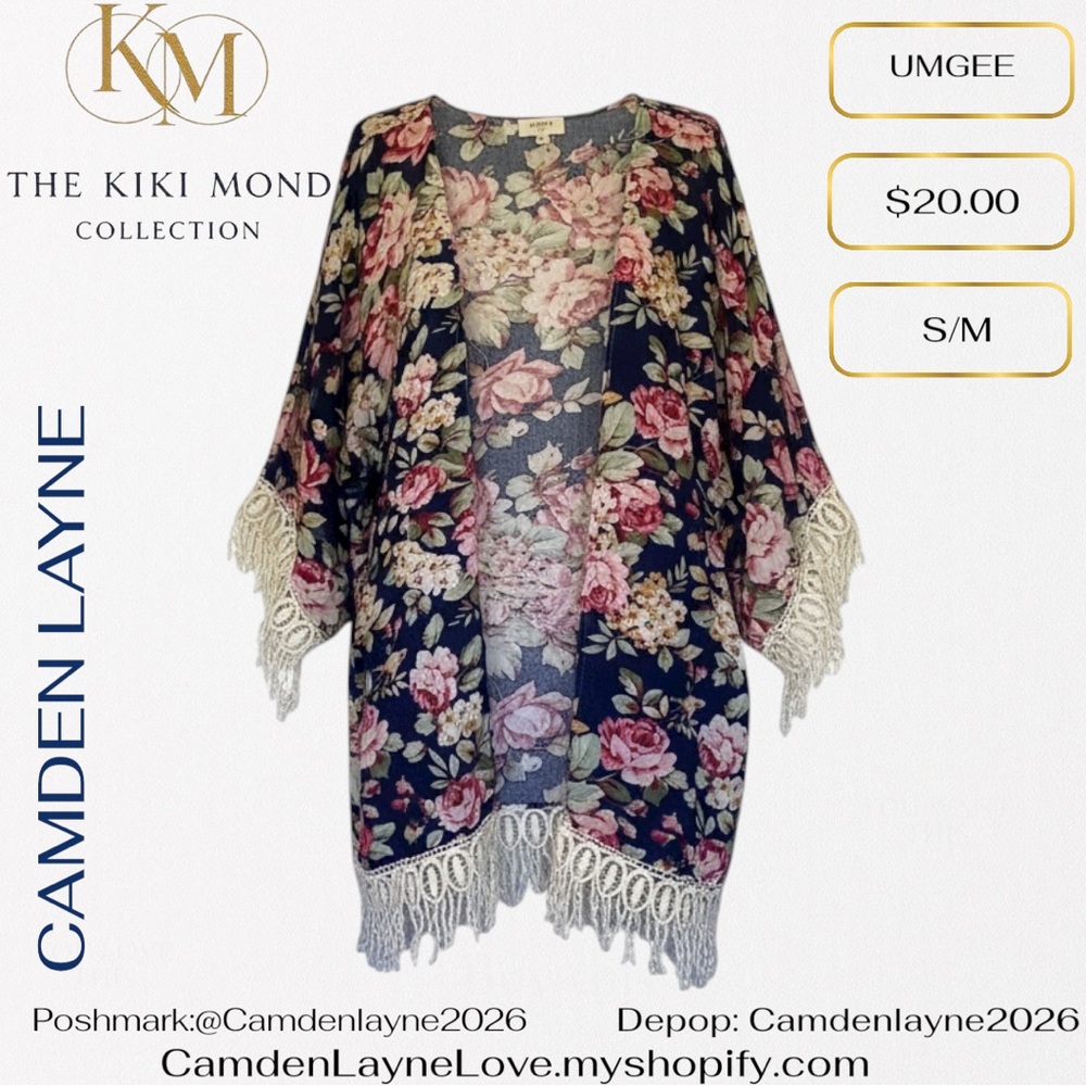 Umgee Multicolor Floral Fringe Kimono - Picture 5 of 9
